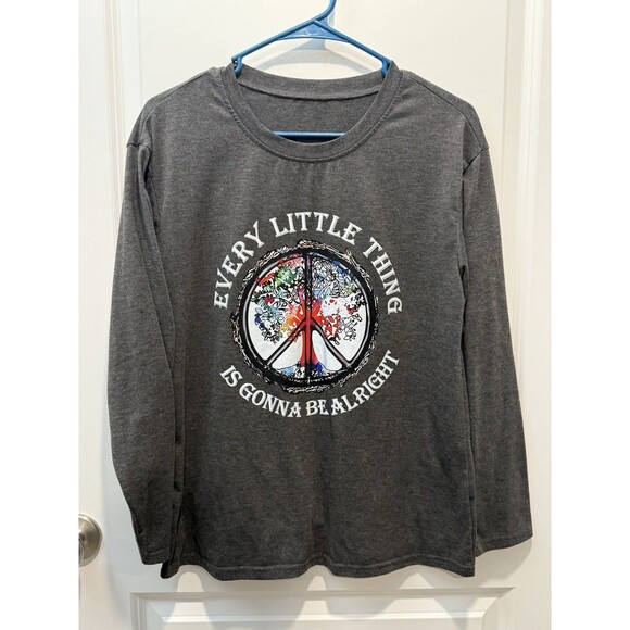 Unbranded Tops - Bob Marley Three Little Birds‎ Shirt Small Women’s Grey Tree Long Sleeve Rainbow